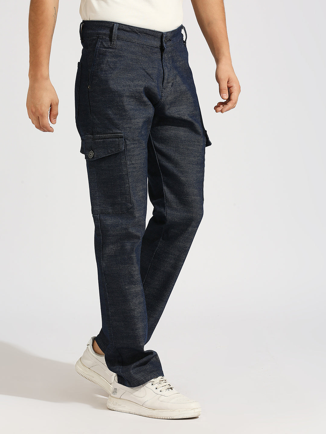 Indigo Raw Slim Fit Cargo Jeans