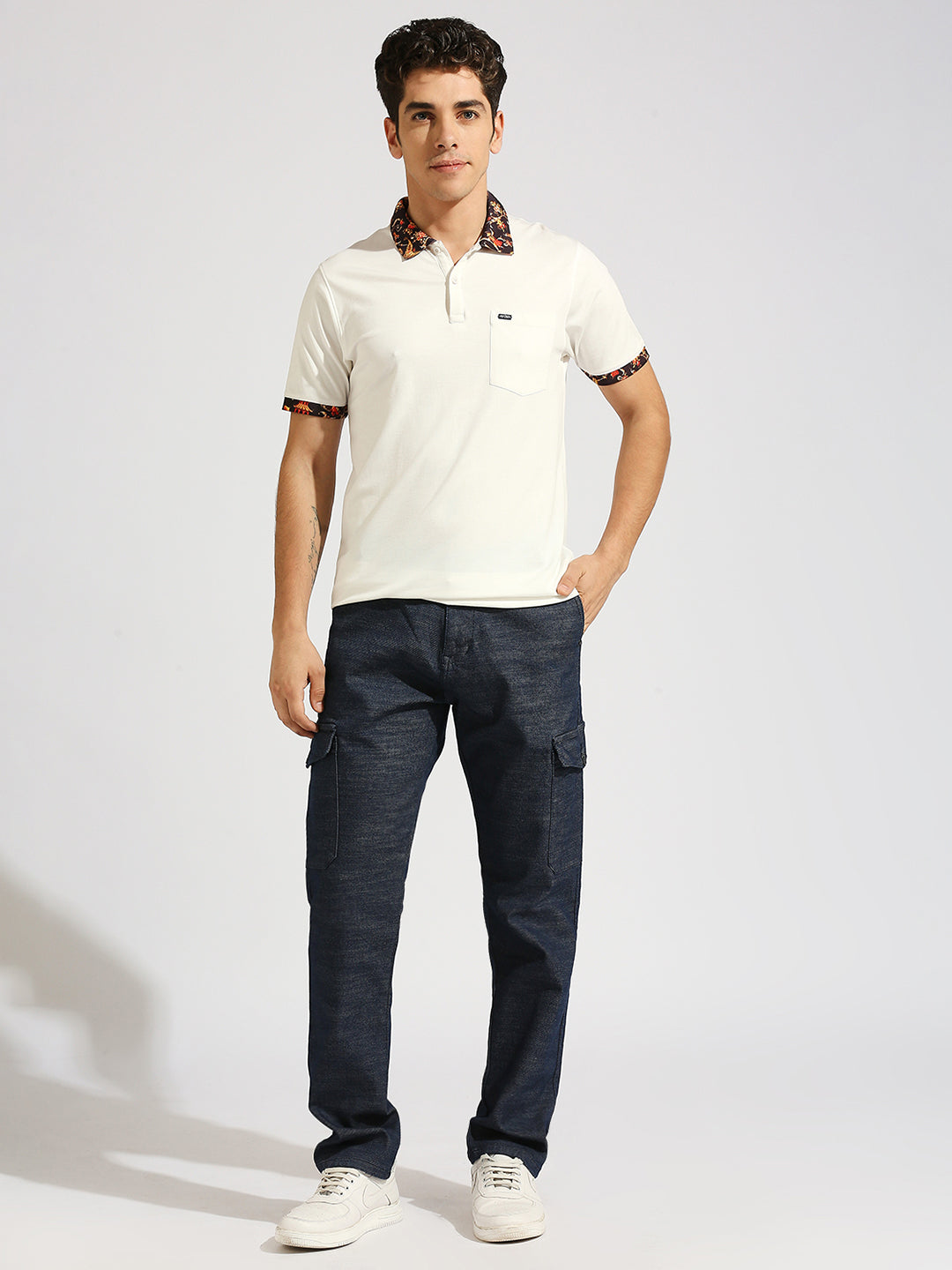 Indigo Raw Slim Fit Cargo Jeans