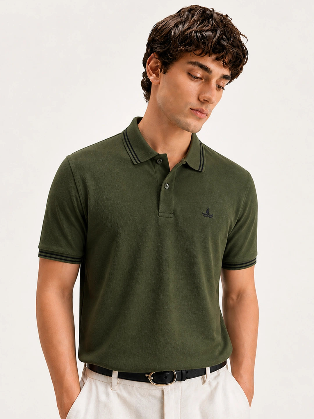 Olive Selfmade Solid Polo T-Shirt