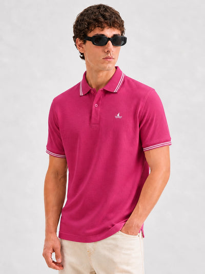 Dark Pink Selfmade Solid Polo T-Shirt