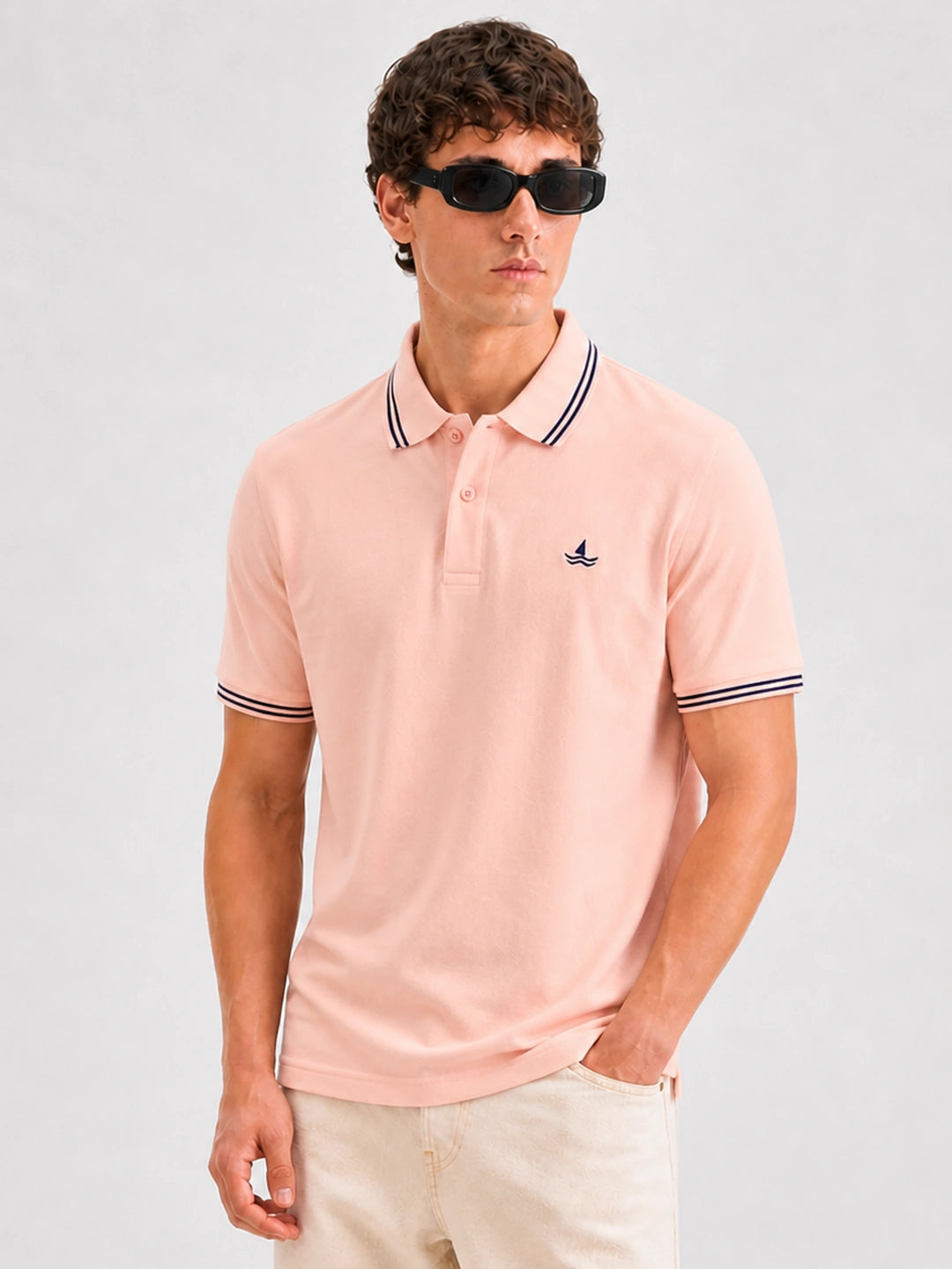 Peach Selfmade Solid Polo T-Shirt