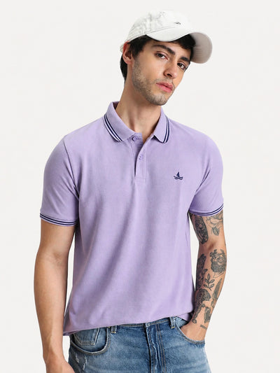 Light Purple Selfmade Solid Polo T-Shirt