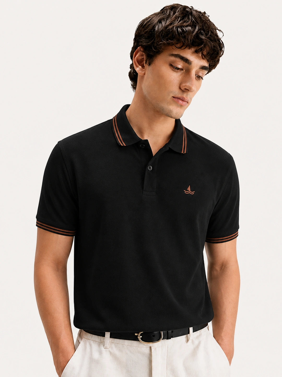 Black Selfmade Solid Polo T-Shirt
