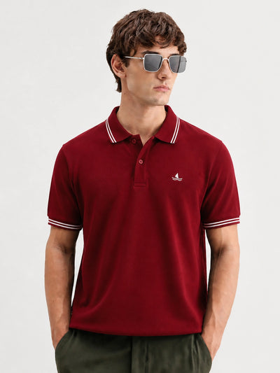 Maroon Selfmade Solid Polo T-Shirt