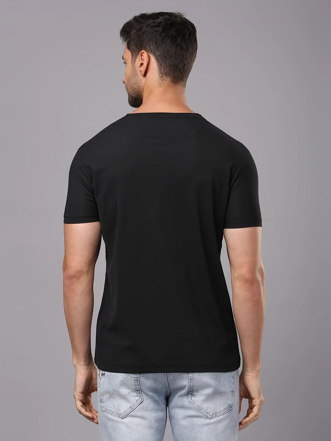Minimal X Black Henley Neck T-Shirt