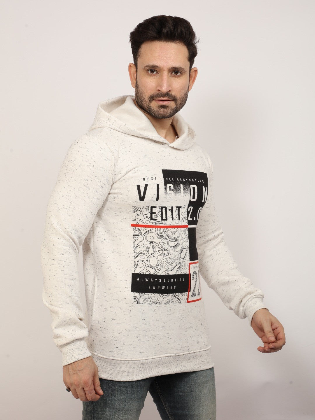 White Printed Hooded Sweatshirt