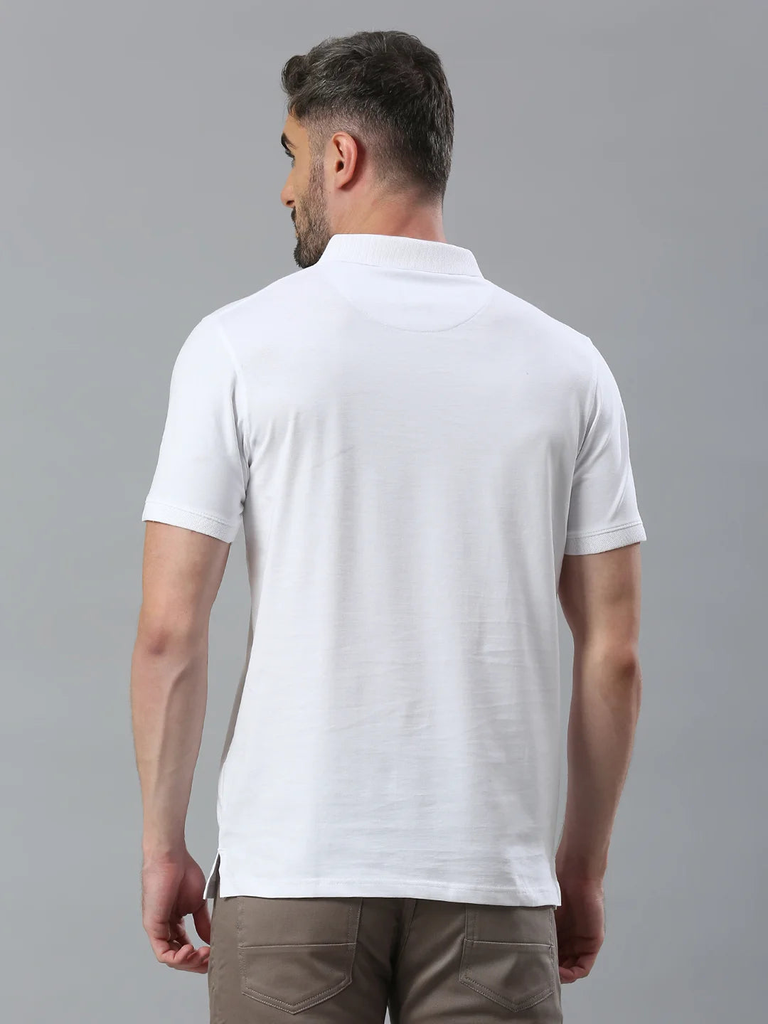 White Solid Polo Regular H/S T-Shirt