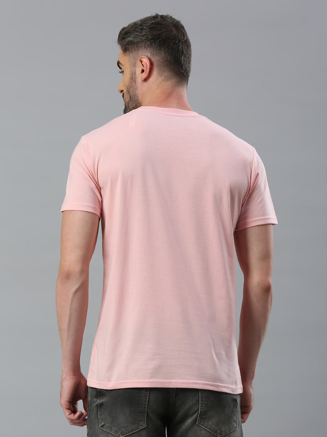 Pink Printed Regular Fit Half Sleeve T-Shirt