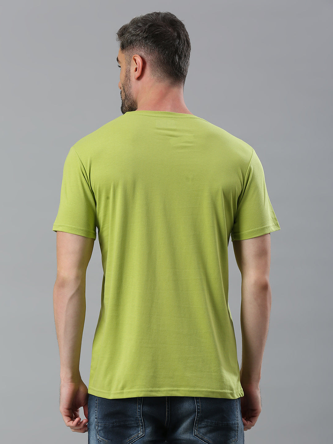 Lime Green Printed Regular Fit Half Sleeve T-Shirt