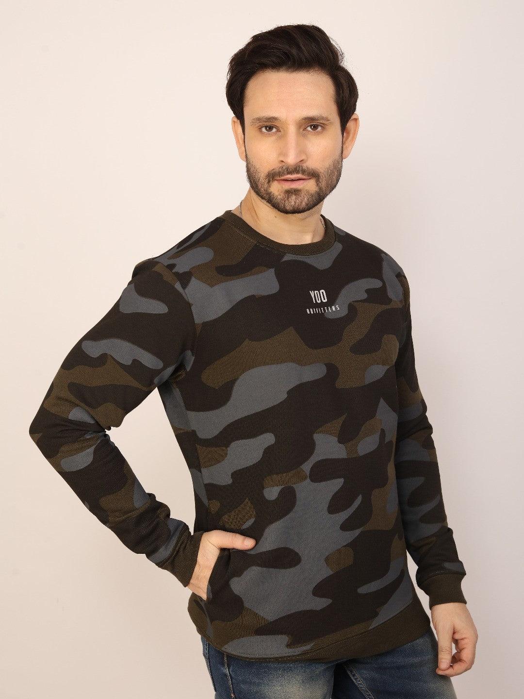 Olive Printed Sweatshirt