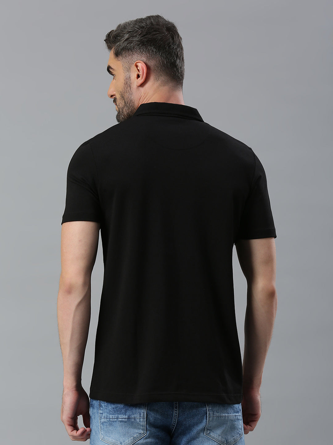 Black Solid Regular Fit Half Sleeve T-Shirt