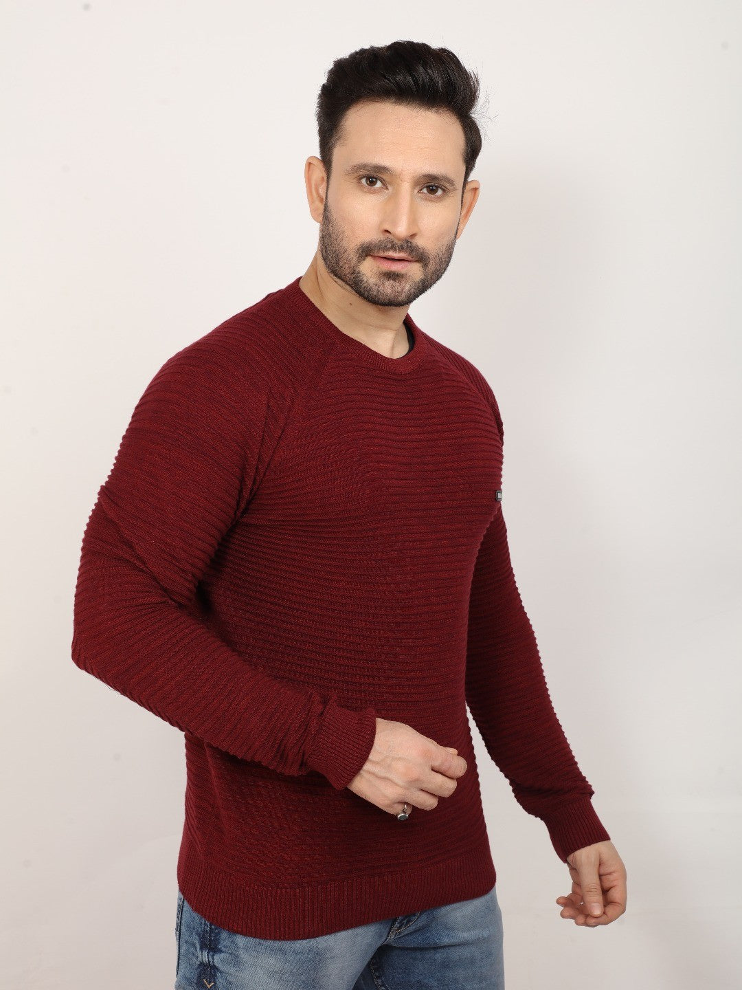 Wine Maroon Solid Sweater