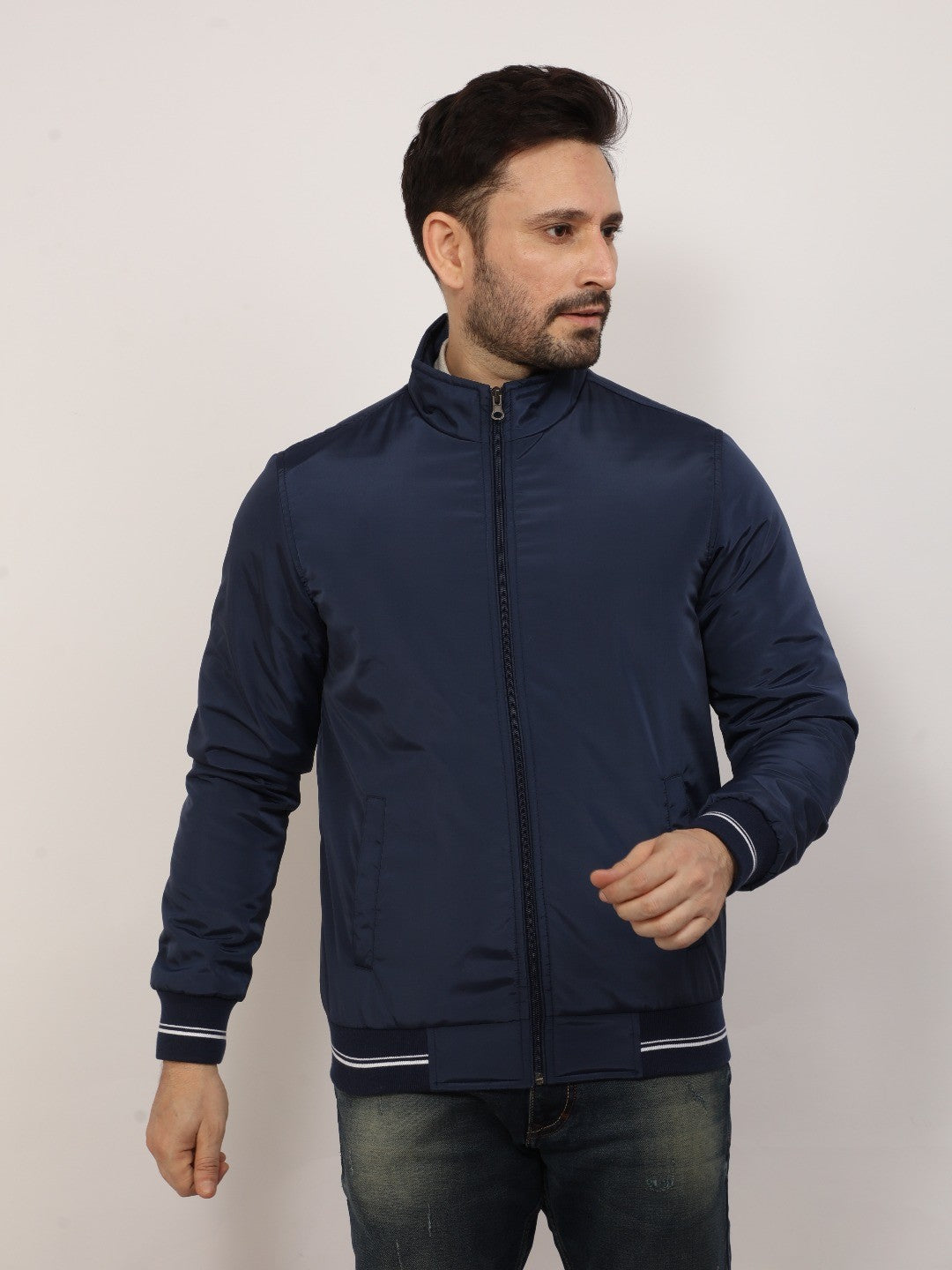 Navy Solid Band Jacket