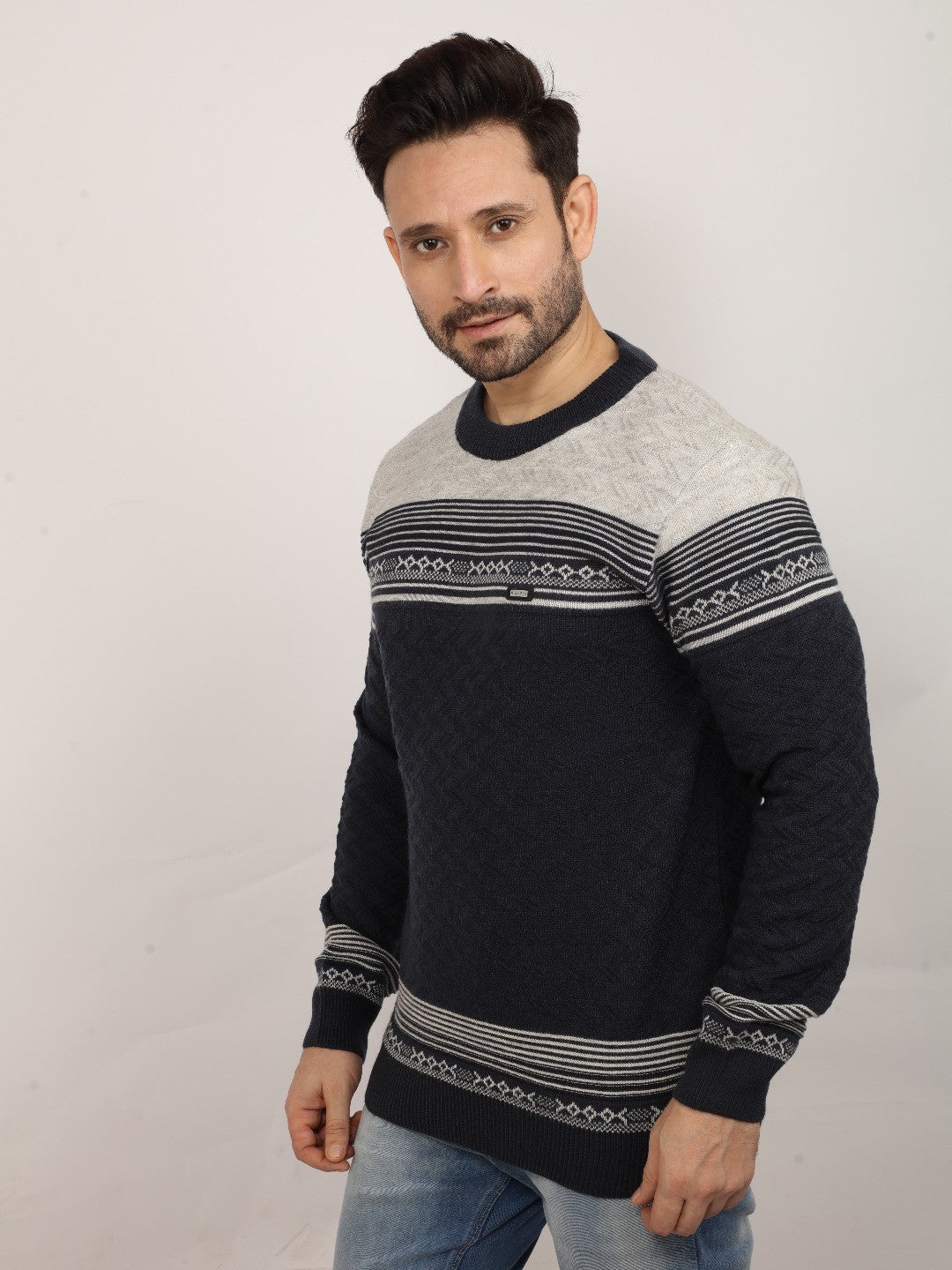 Grey Jacquard Sweater