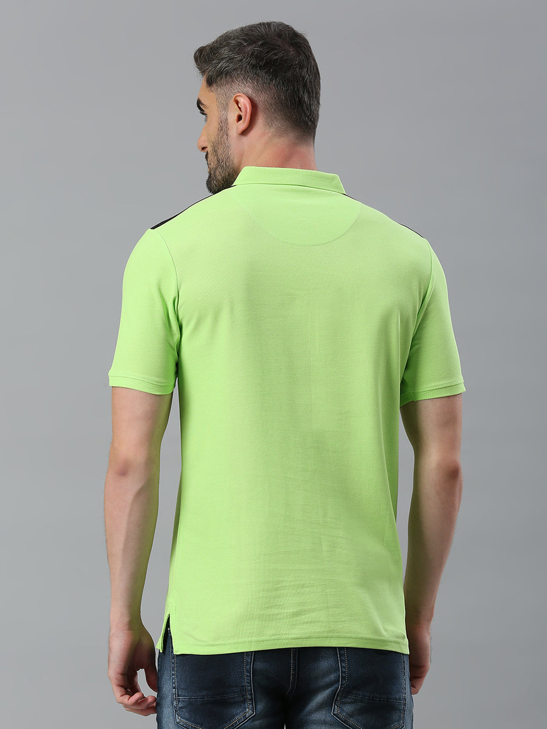 Neon Green Solid Regular Fit Half Sleeve T-Shirt