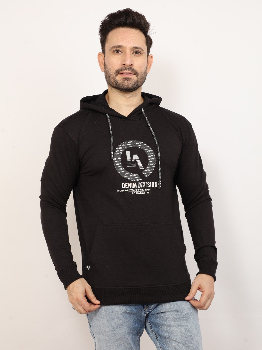 Black Printed Hooded Sweatshirt