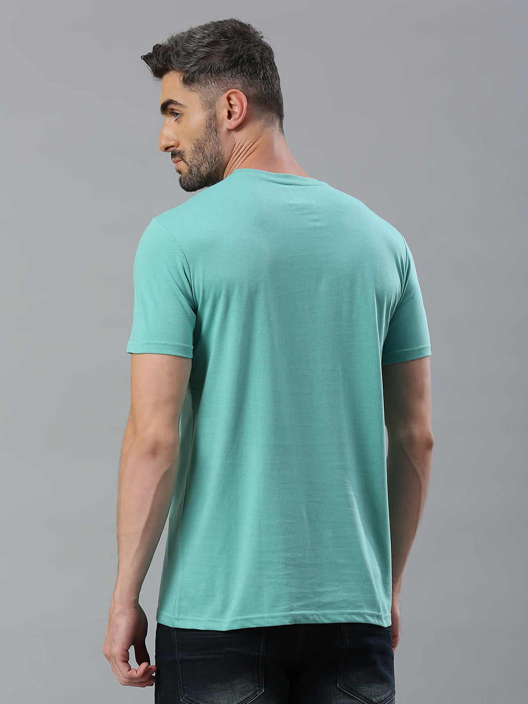 Aqua Printed Regular Fit Half Sleeve T-Shirt