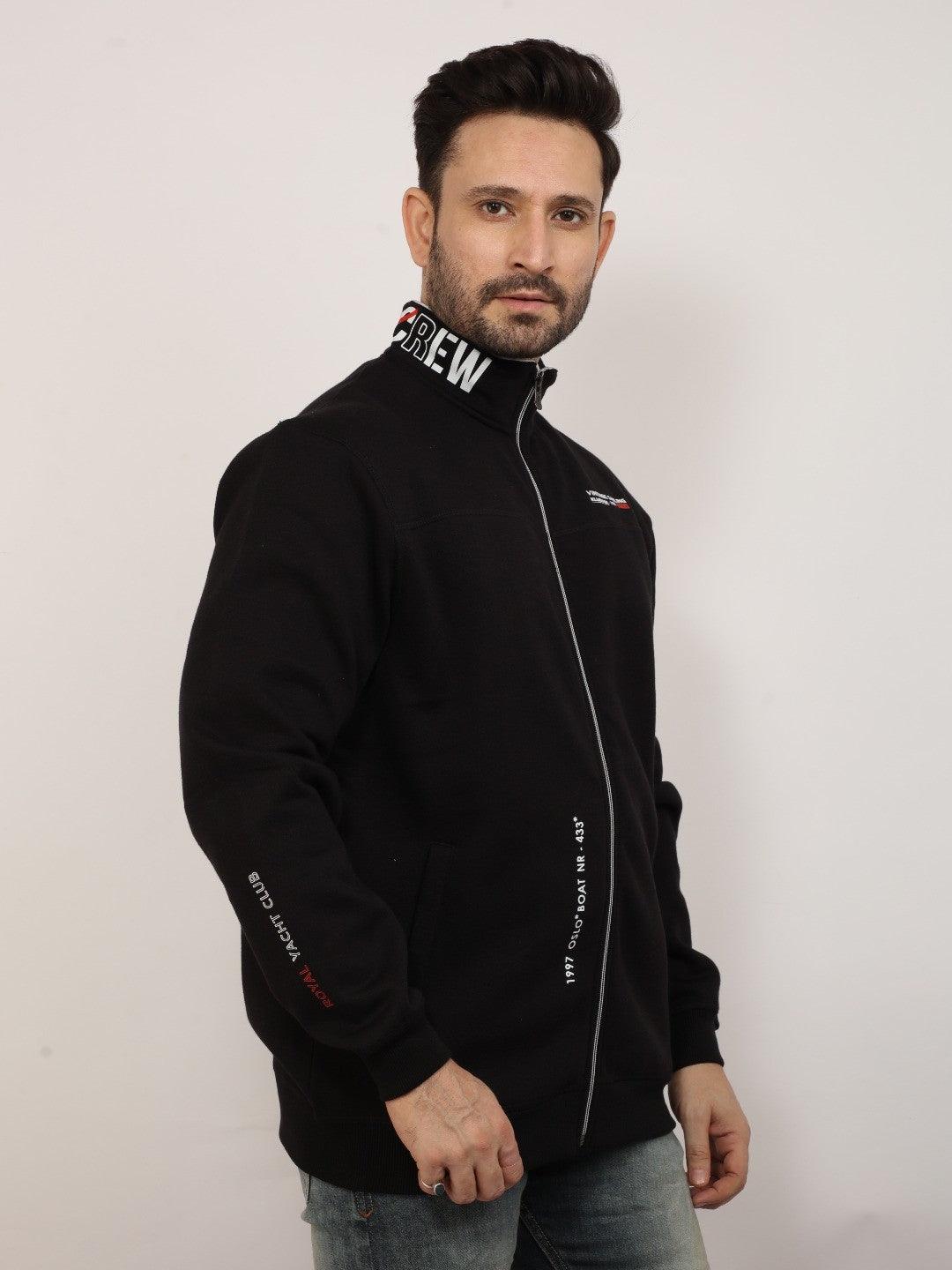 Black Zipper Printed Sweatshirt
