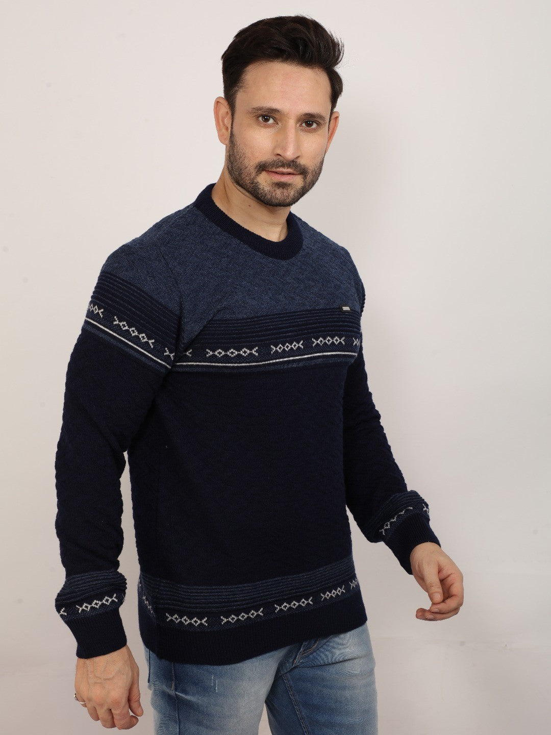 Navy Jacquard Sweater