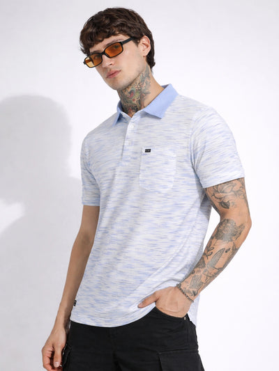 Blue Solid Polo T-Shirt