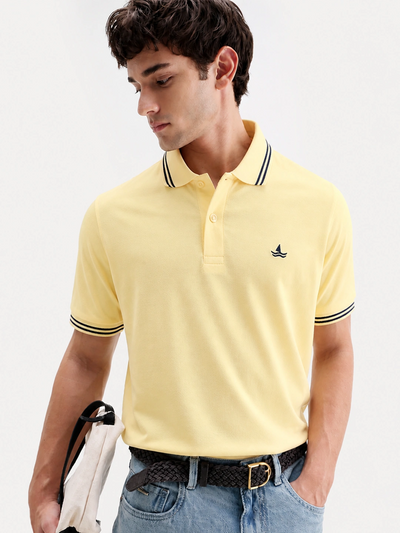 Pale Yellow Selfmade Solid Polo T-Shirt