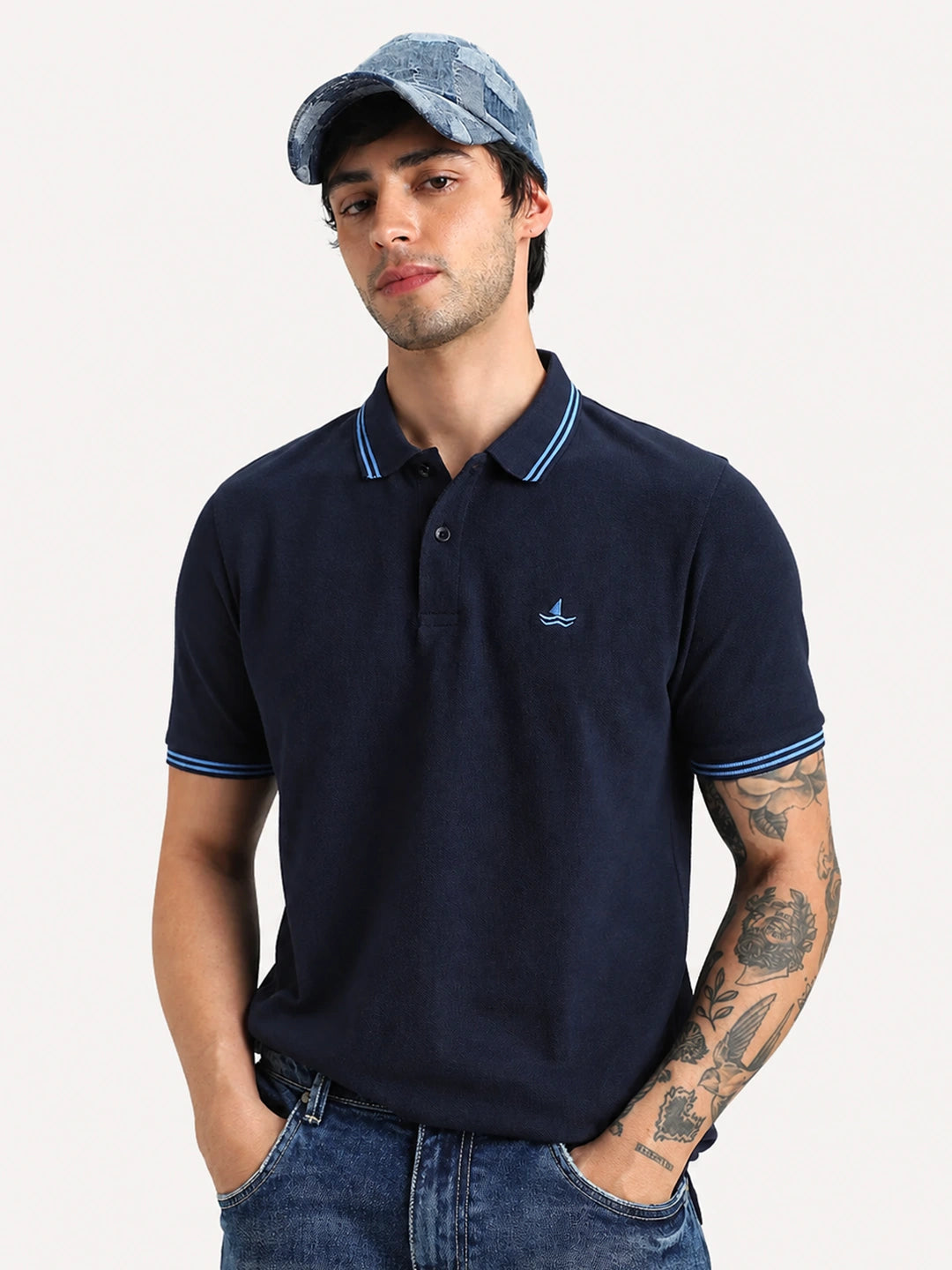 Navy Selfmade Solid Polo T-Shirt