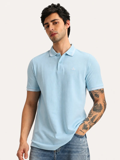 Sky Blue Selfmade Solid Polo T-Shirt