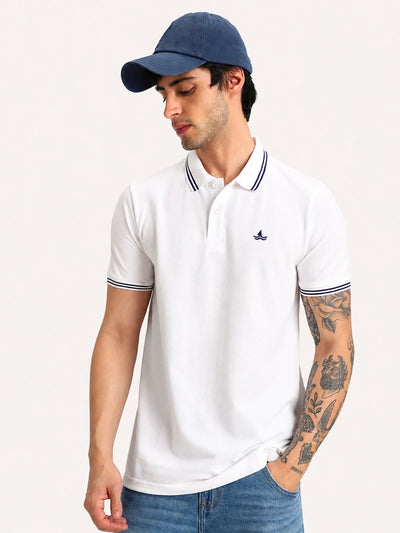 White Selfmade Solid Polo T-Shirt