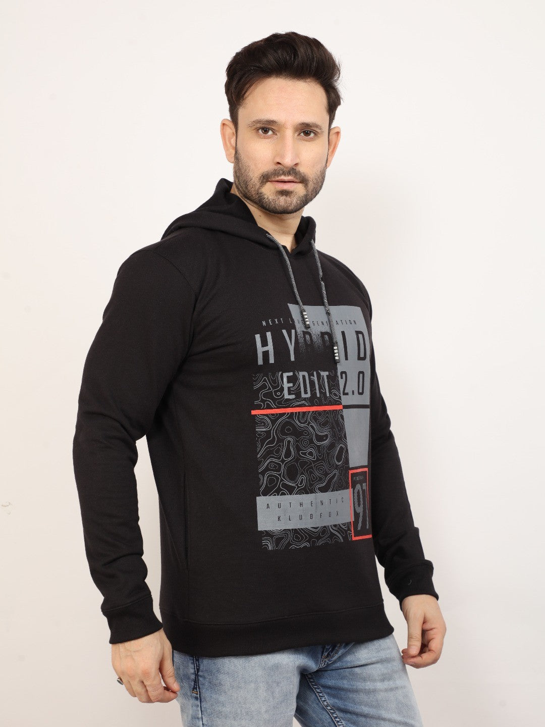 Black Printed Hooded Sweatshirt