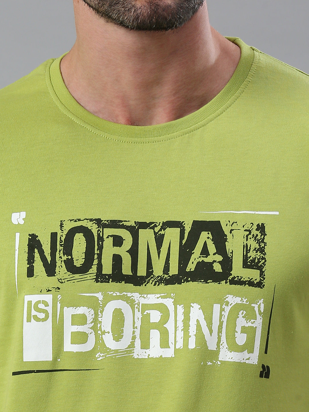 Lime Green Printed Regular Fit Half Sleeve T-Shirt