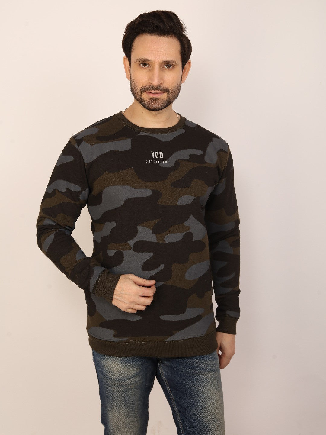 Olive Printed Sweatshirt