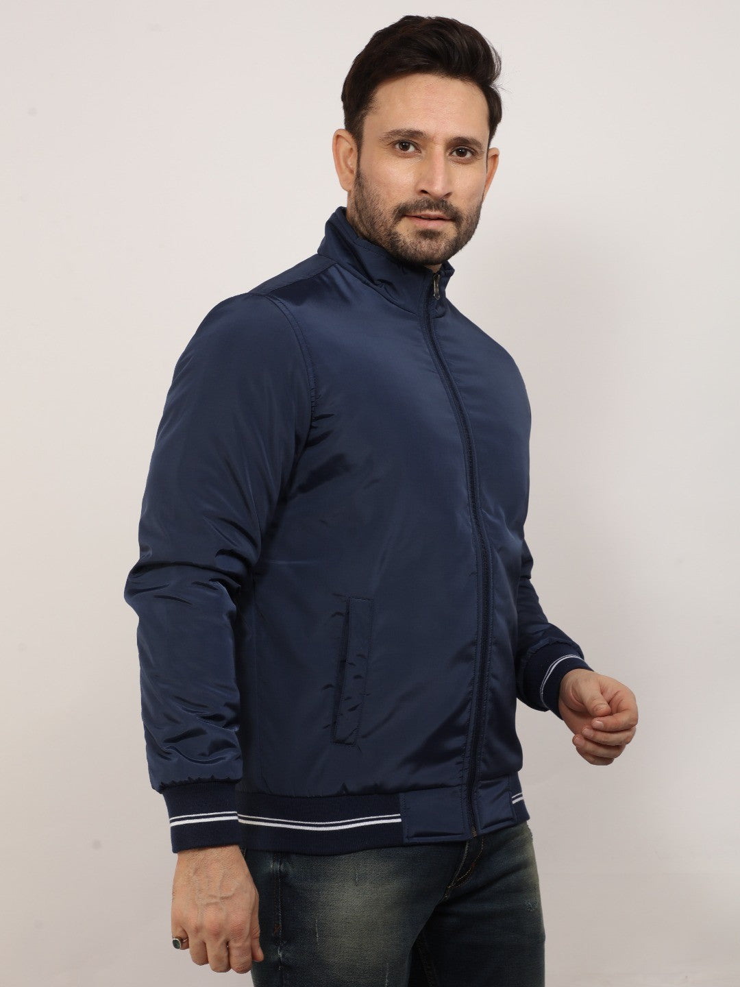 Navy Solid Band Jacket