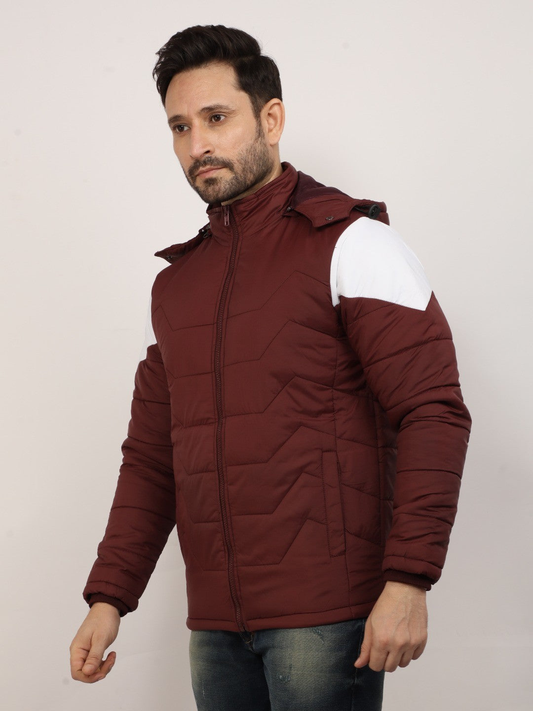 Wine Solid Hood Jacket