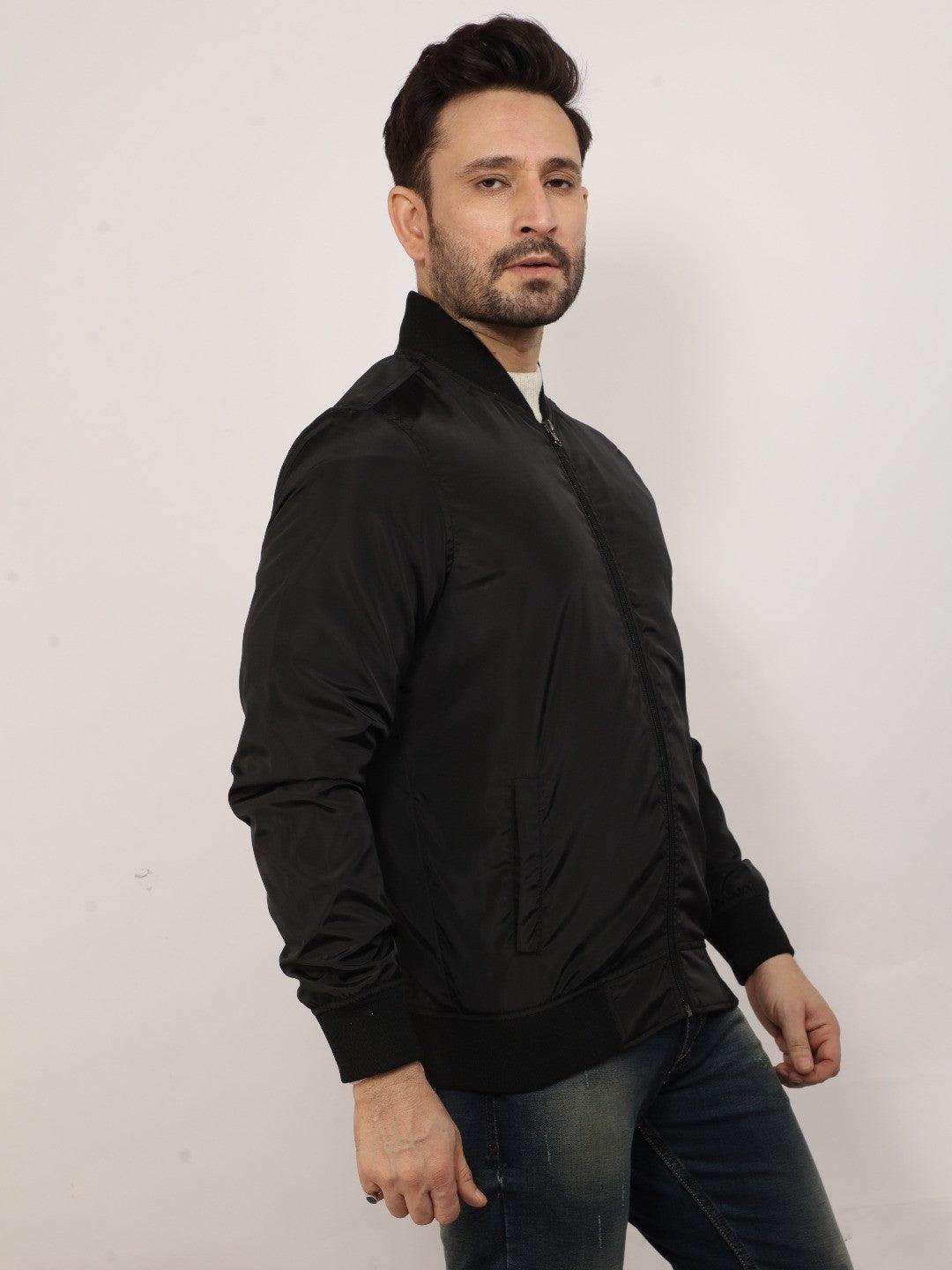 Black Solid  Crew Jacket