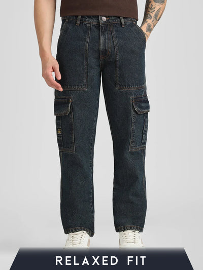6 Pocket Indigo Tint Relaxed Fit Denim Cargo