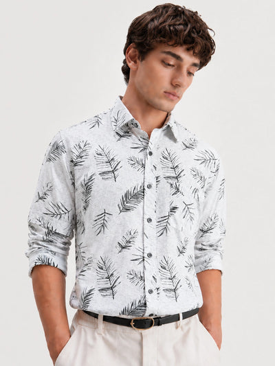 White Floral Printed Shirt