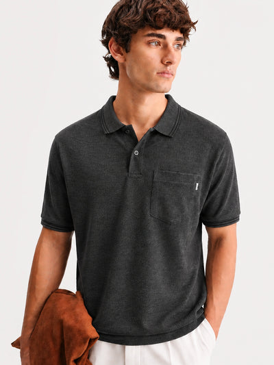 Anthra Melange Pocket Polo T-Shirt