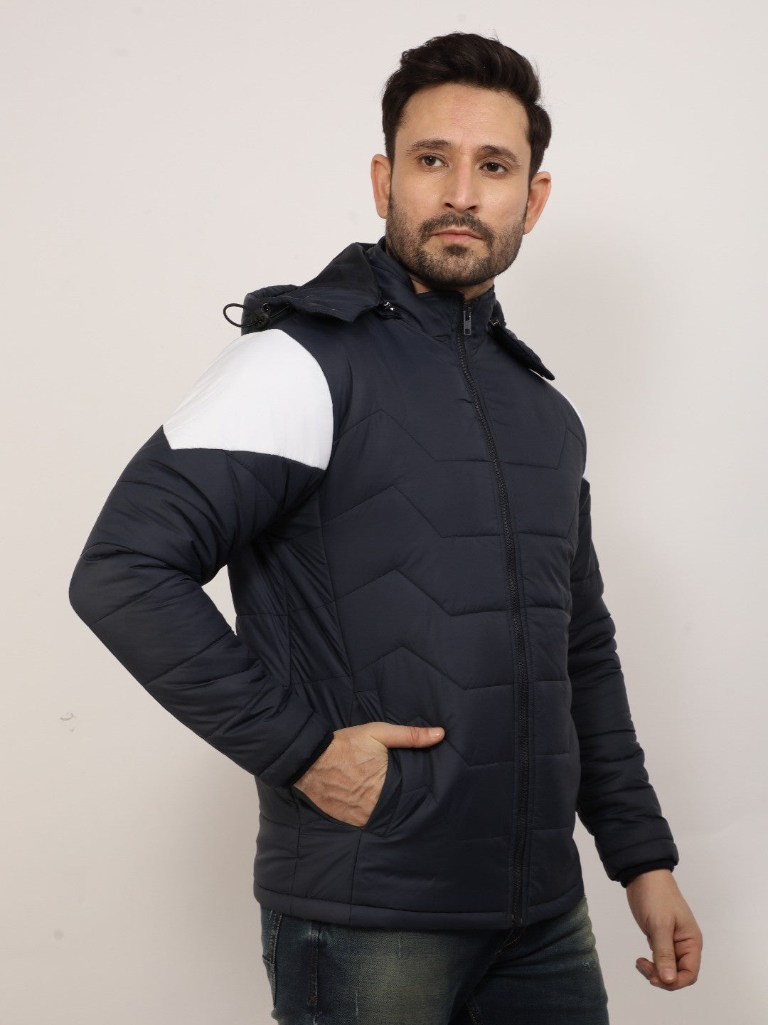 Navy Solid Hood Jacket