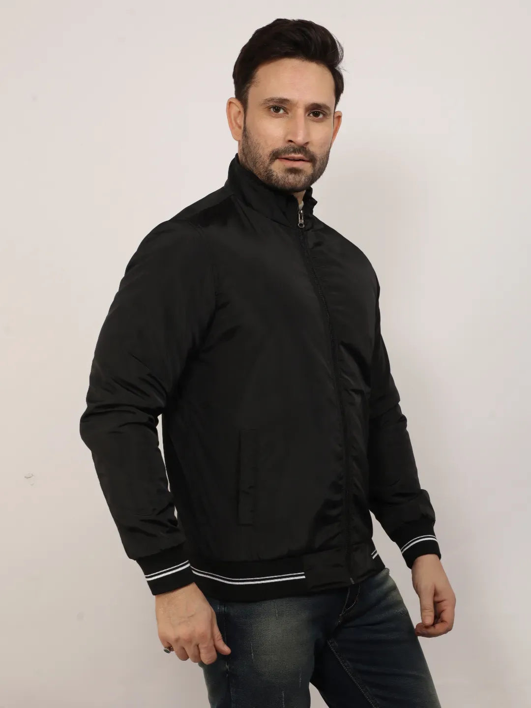 Black Solid Band Jacket