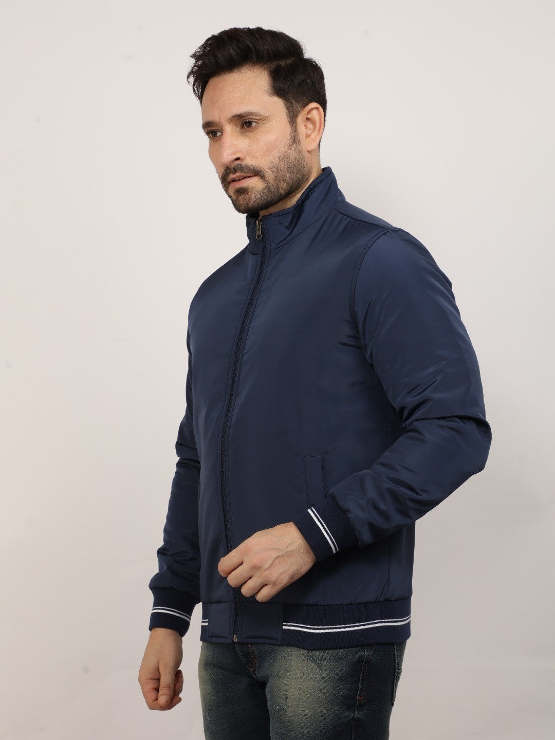 Navy Solid Band Jacket