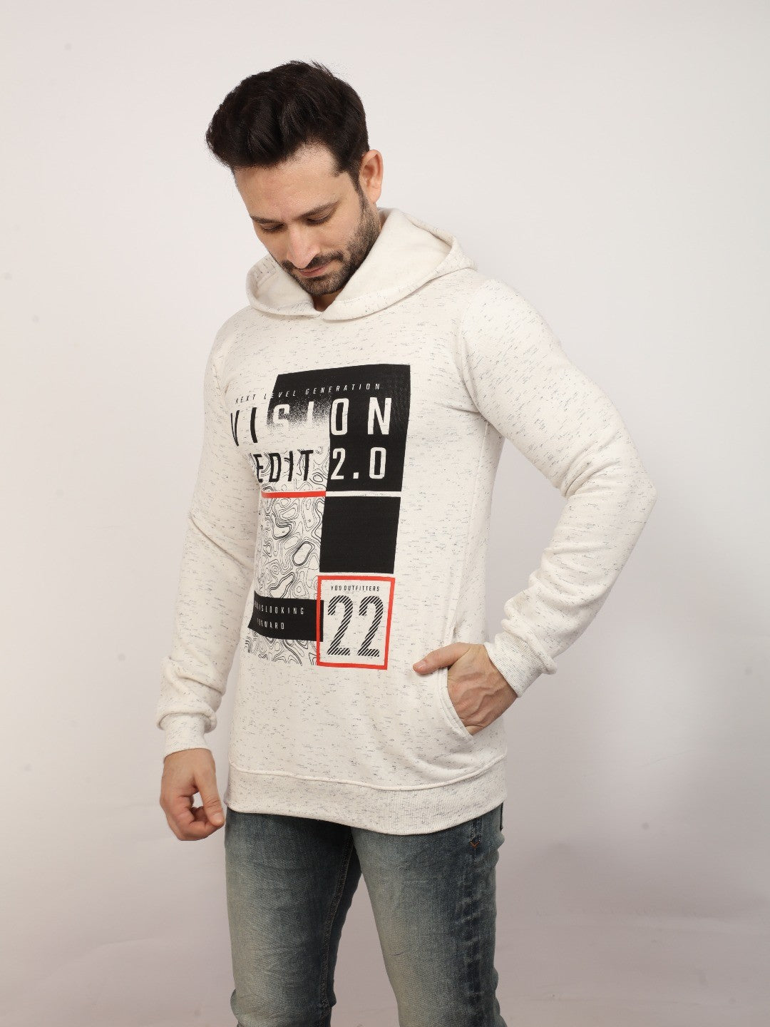 White Printed Hooded Sweatshirt