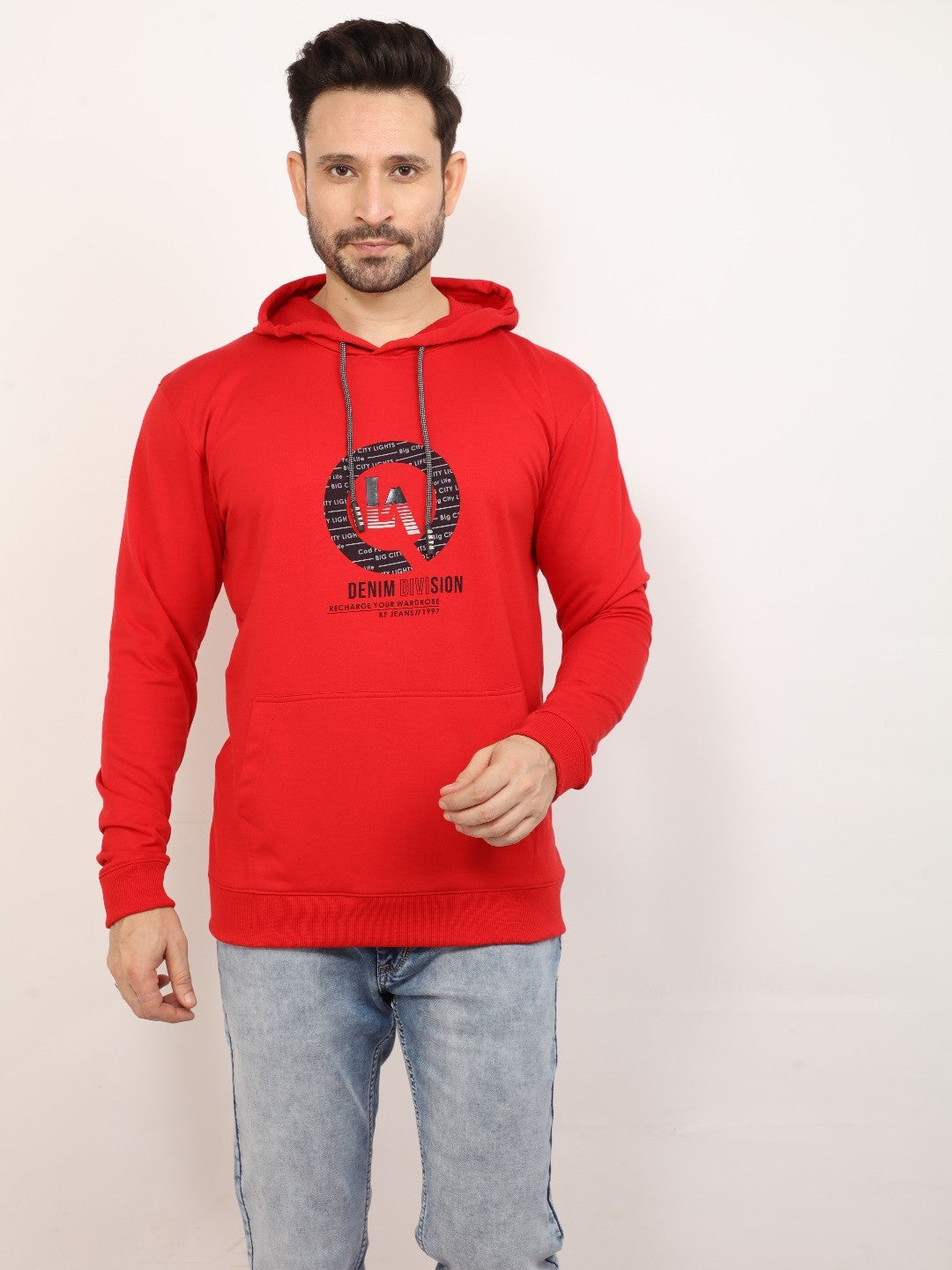 Red Printed Hooded Sweatshirt