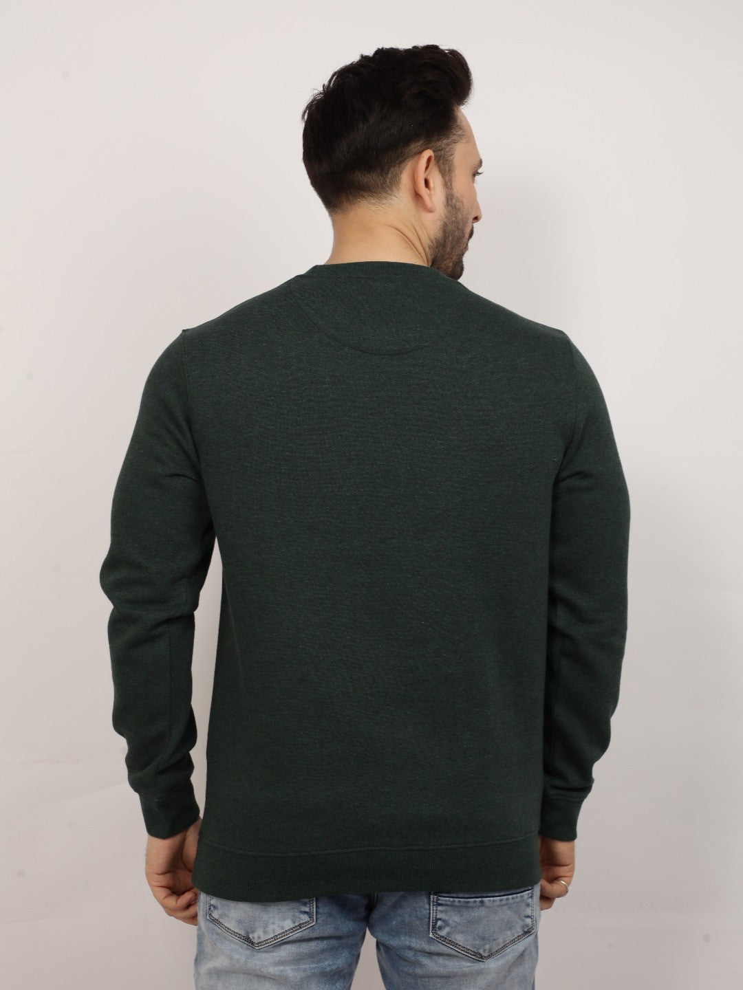 Green Melange Printed Sweatshirt