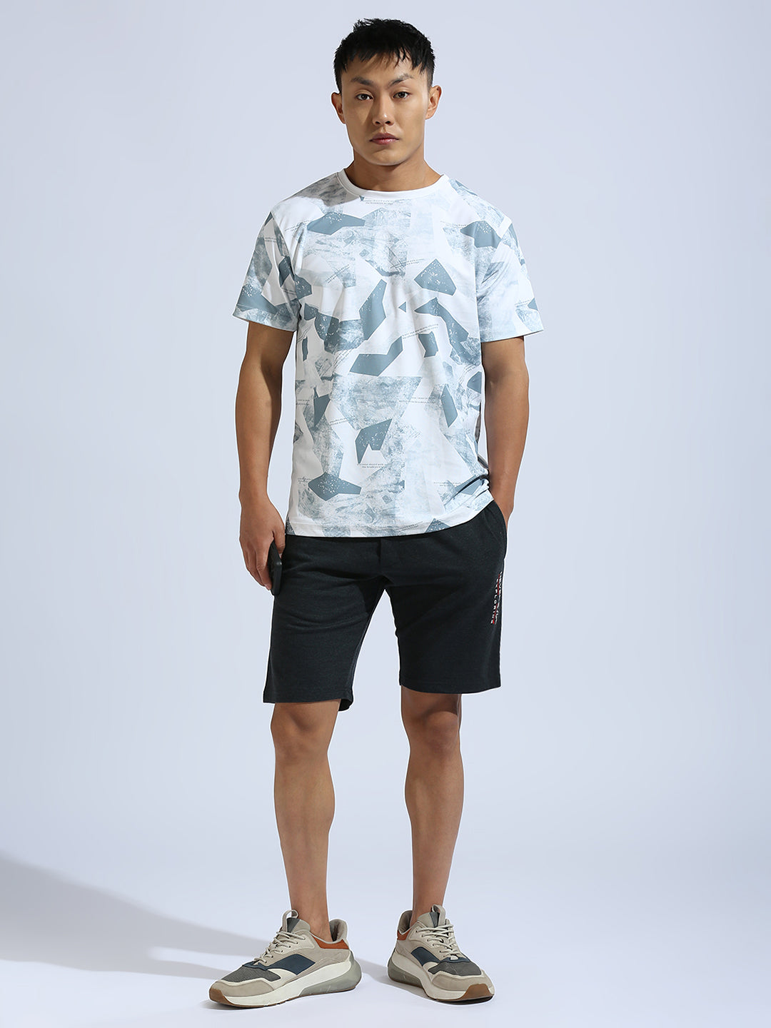 White Printed Regular Fit Half Sleeve T-Shirt