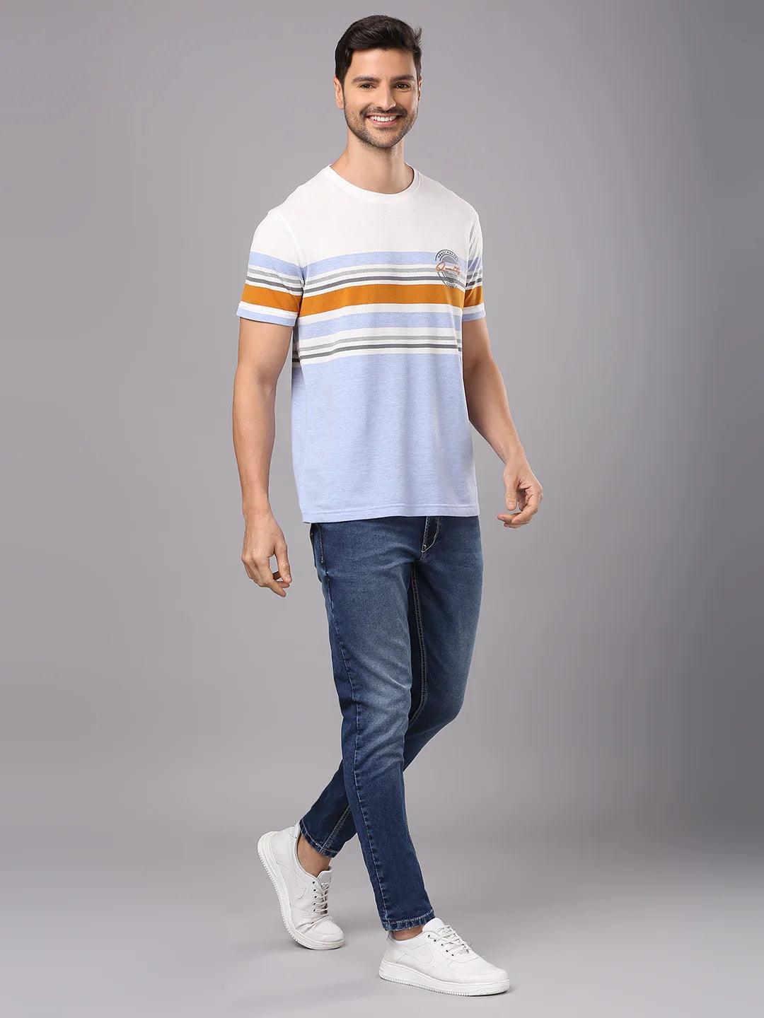 Stripe Code Sky Blue White T-Shirt