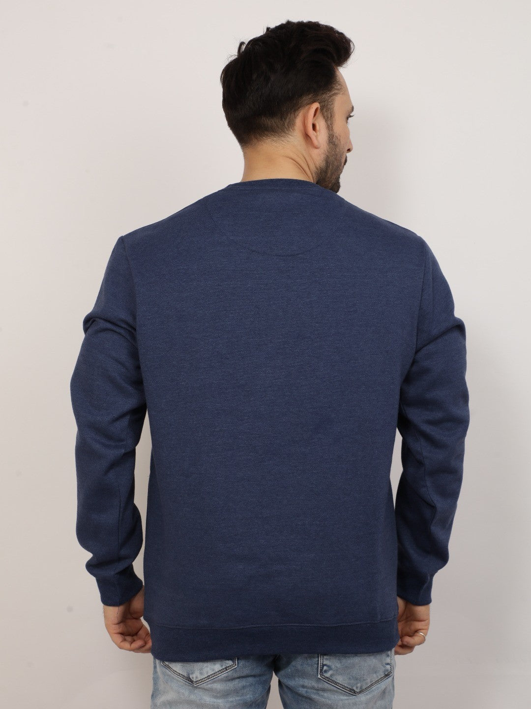 Navy Melange Printed Sweatshirt