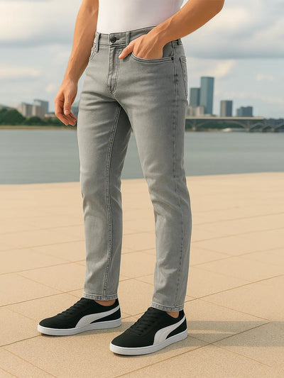 Stretchable Mist Grey Skinny Fit Jeans