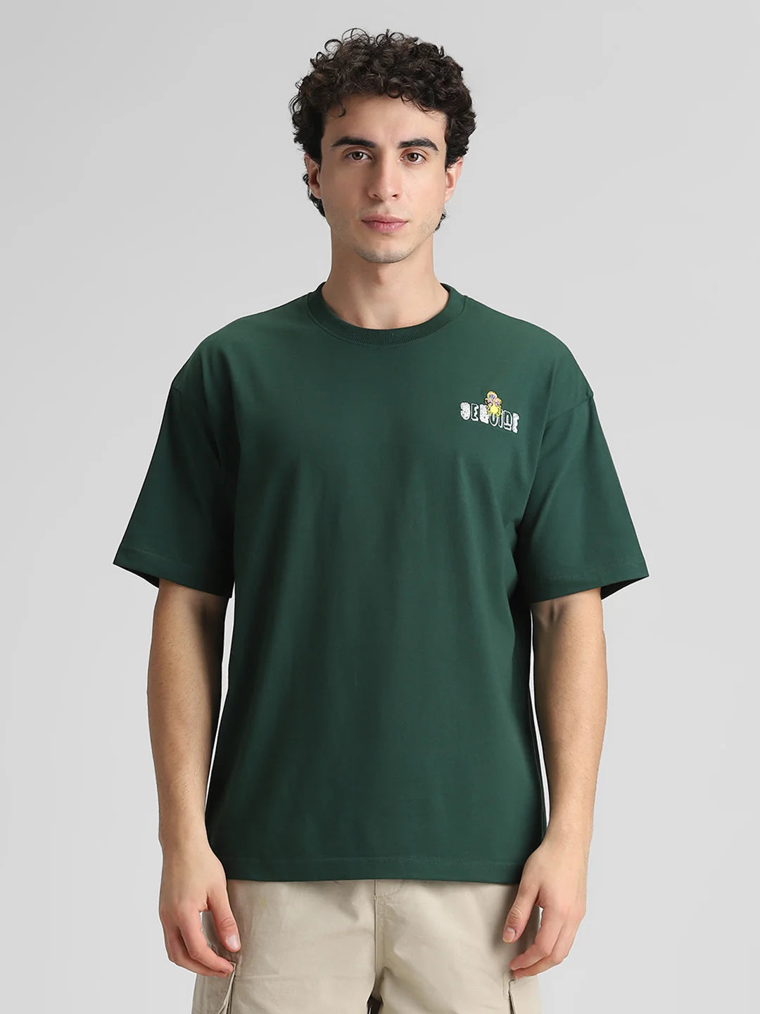 Bottle Green Printed T-Shirt