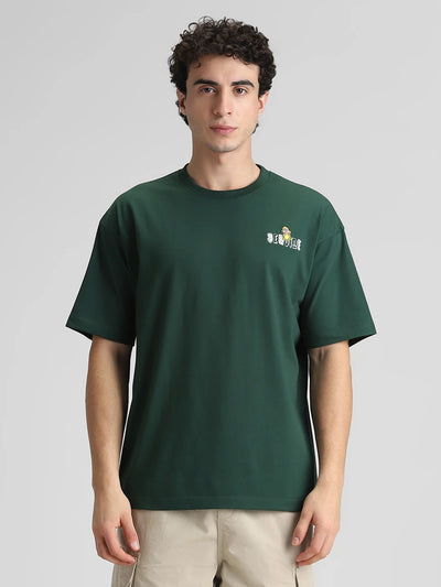 Bottle Green Oversize Printed T-Shirt