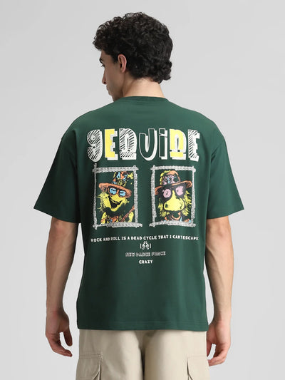 Bottle Green Oversize Printed T-Shirt
